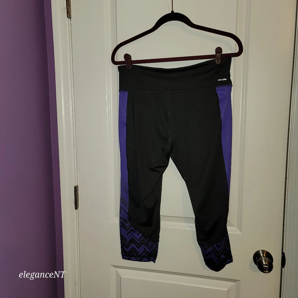 Adidas Black/Purple Climate Capri performance pants sz: XL NWT - Picture 4 of 7